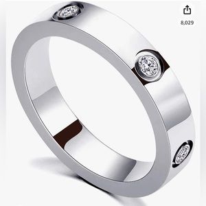 Silver Cubic Zirconia Stainless Steel Ring